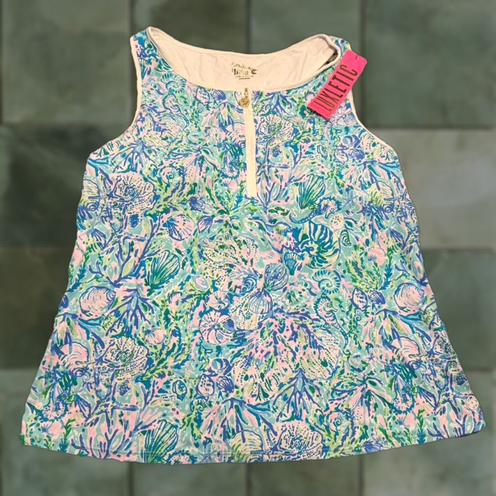 Lilly Pulitzer Lilly Pulitzer Tank Top Canna Bra Surf Blue XL UPF 50+ Multicolor Womens Sleeveless Activewear Shirt Size XL / US 12-14 / IT 48-50 - 1 Thumbnail