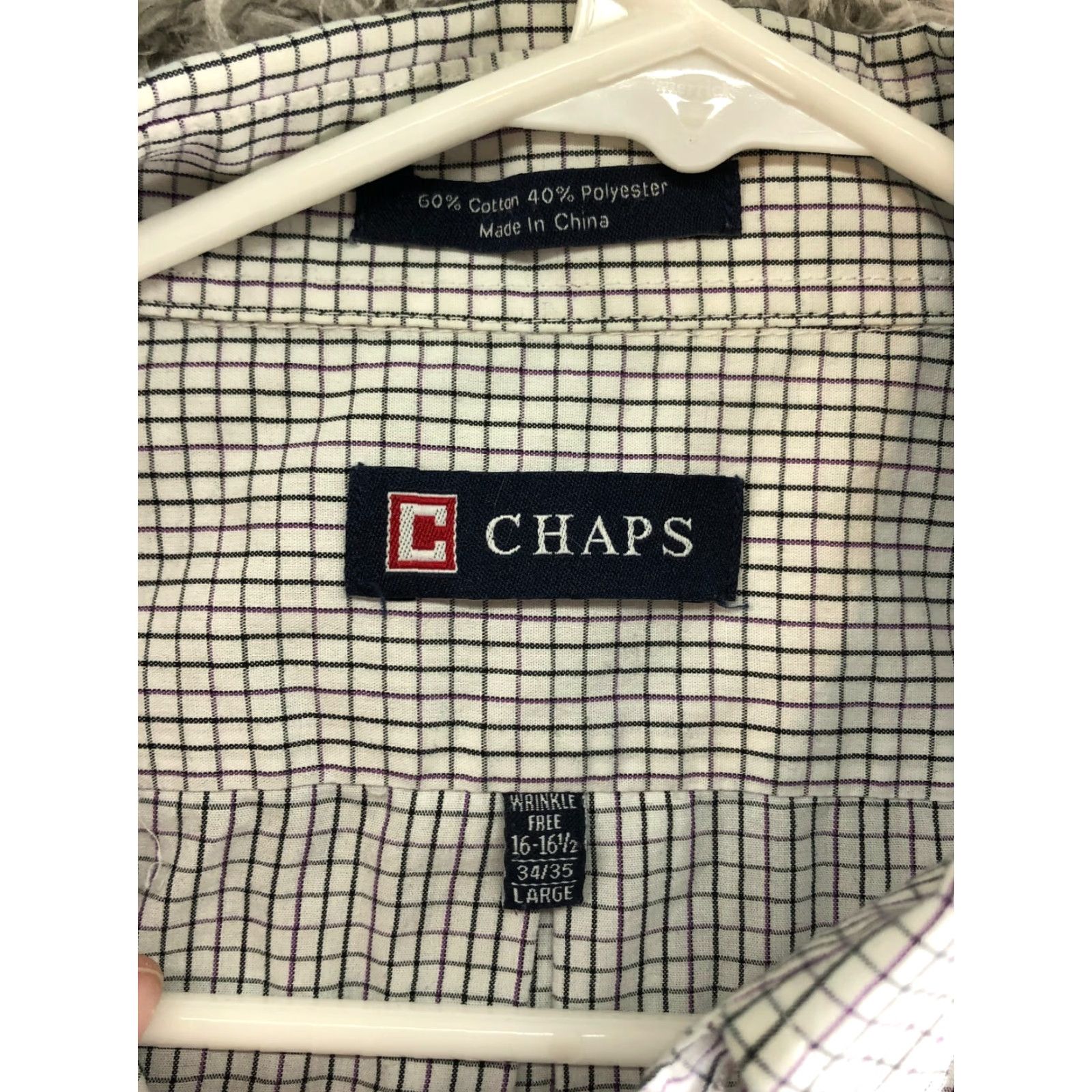 Chaps Chaps Mens 16.5 34-35 Wrinkle Free White Striped Long Sleeve Button Down Collar Shirt Mens Size US XL / EU 56 / 4 - 6 Thumbnail