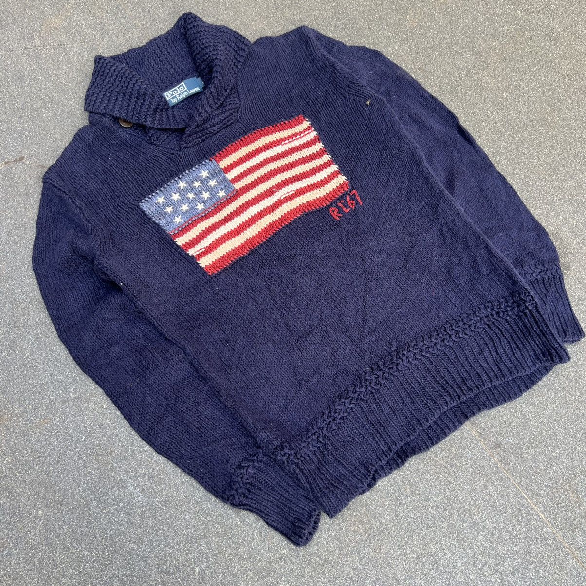 Designer × Polo Ralph Lauren × Vintage Vintage Polo Ralph Lauren American Flag Knit Sweater Size US XS / EU 42 / 0 - 2 Thumbnail