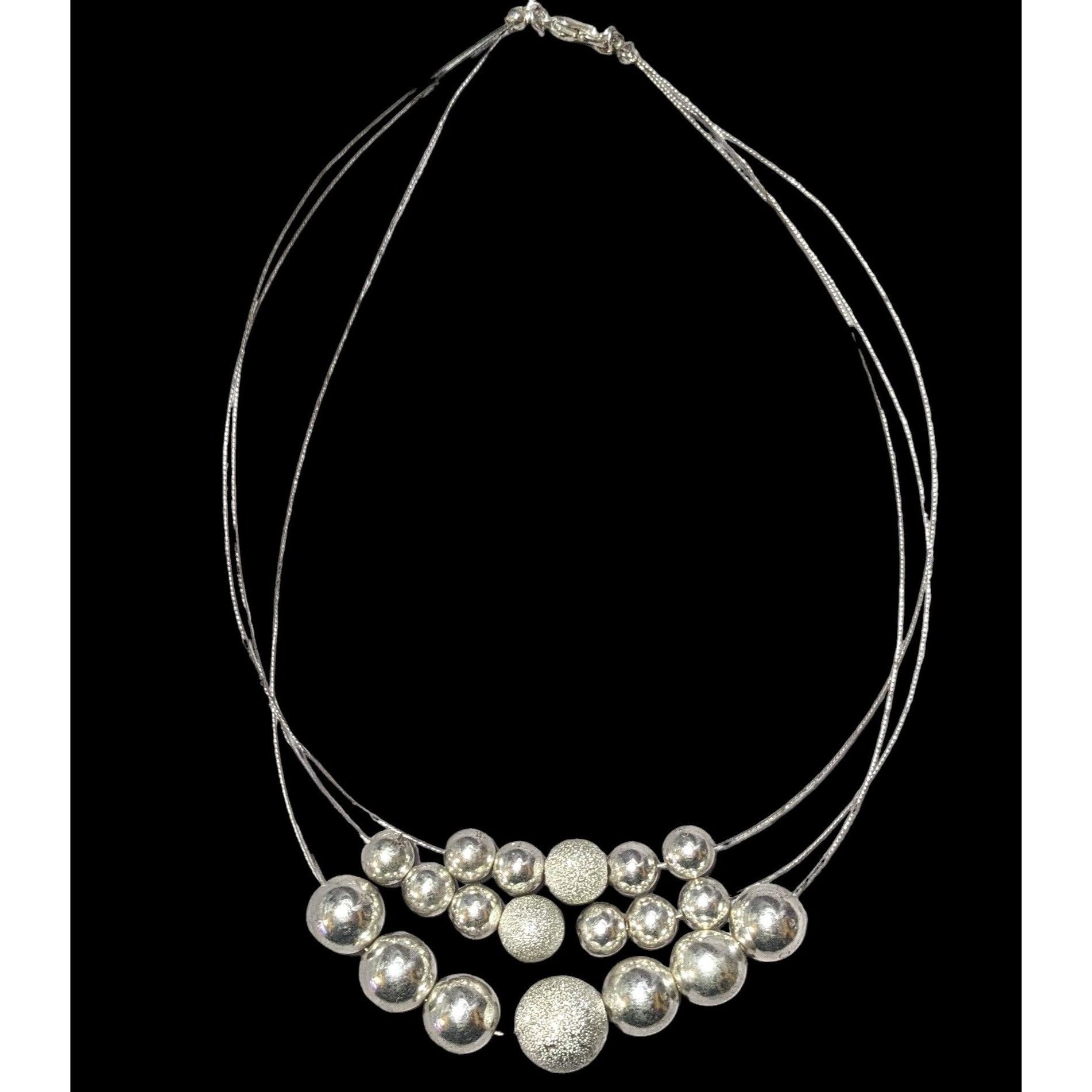 Other Elegant Multilayer Silver Beaded Necklace Size ONE SIZE - 2 Thumbnail