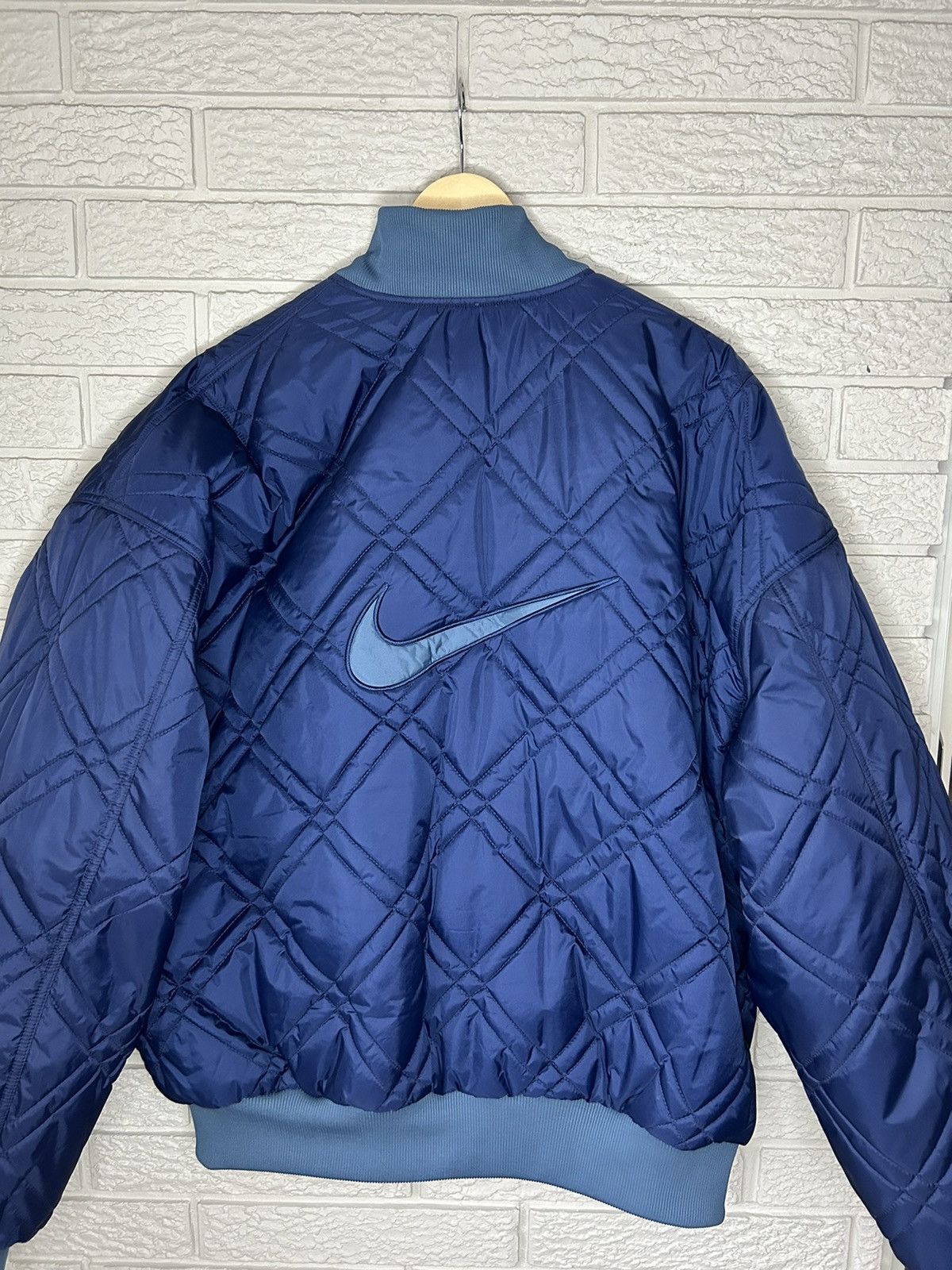 Nike Vintage 90s Nike Big Swoosh Quilted Bomber Jacket Size US XL / EU 56 / 4 - 3 Thumbnail