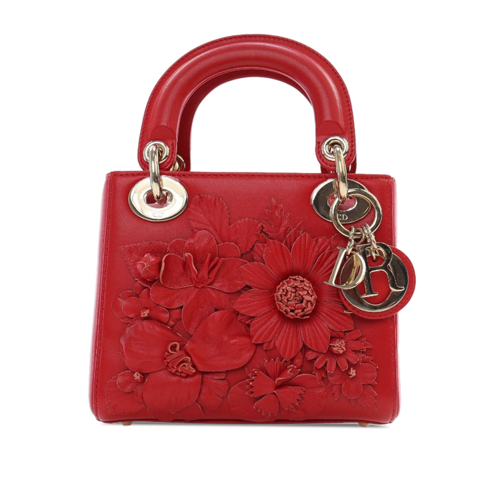 Dior Dior Mini Lambskin DiorAmour Applique Flower Lady Dior Red Size ONE SIZE - 1 Thumbnail