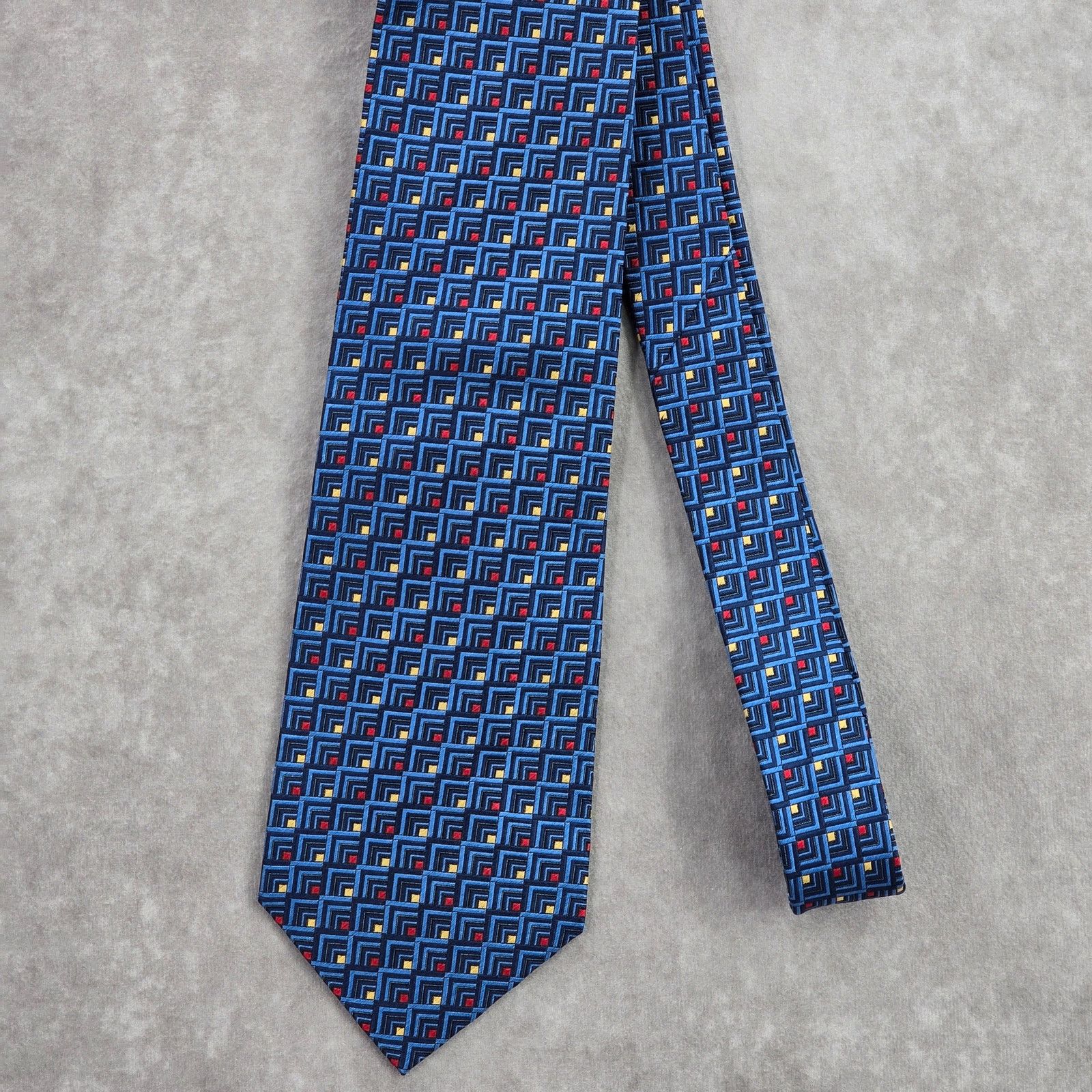 Other Baronshire Blue Red Yellow Geometric 100% Silk Neck Tie Size 28 - 2 Thumbnail