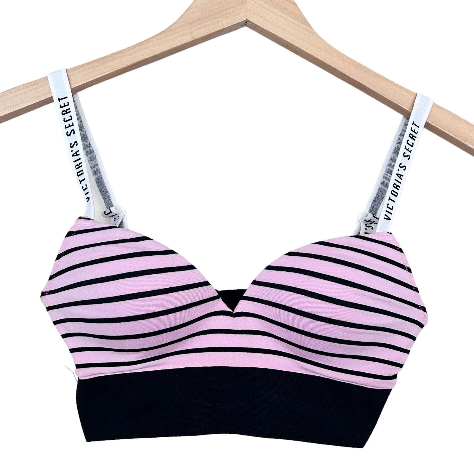 Victorias Secret Victoria's Secret Pink Black Striped Padded Sports Bra Size Xs, Women's