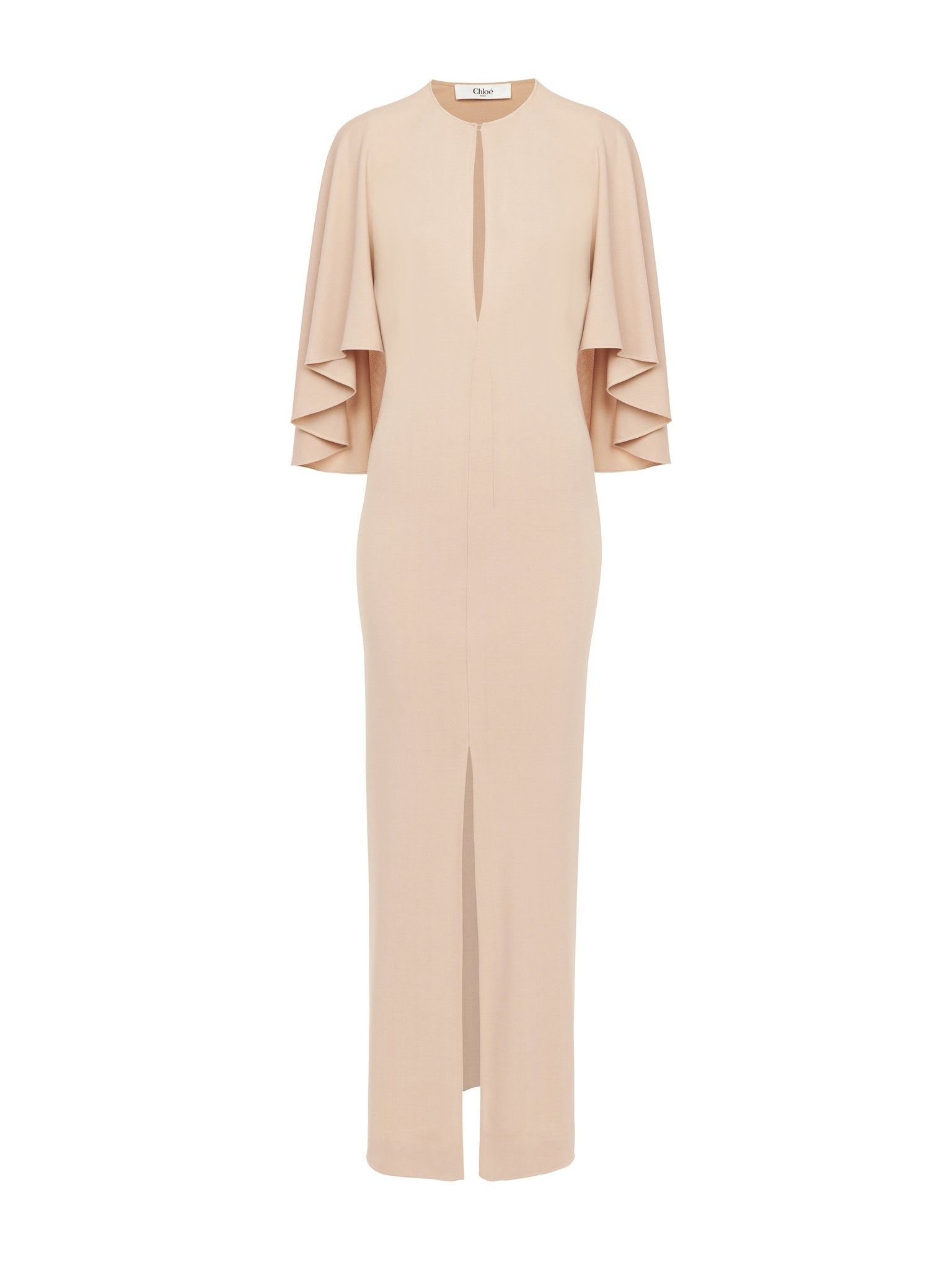 o1loc1c11025 Long Cape Dress in Delicate Pink
