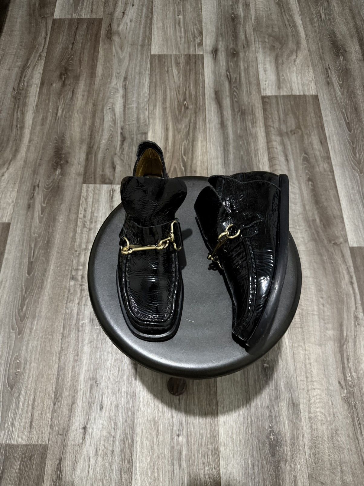Acne Studios ACNE STUDIOS WOOMEN KERIN PATENT LEATHER CHAIN LOAFERS BOOTS Size US 8 / IT 38 - 1 Thumbnail