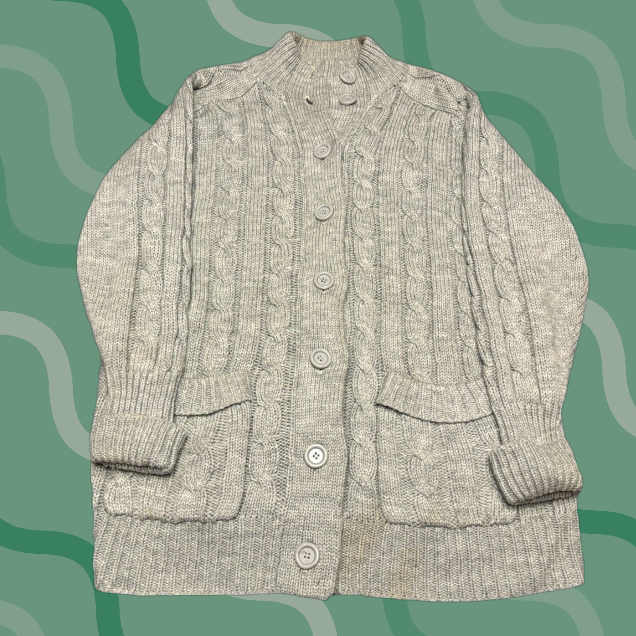 Sears VINTAGE Sears Cardigan Sweater Men’s L Gray Button Up Knit V-Neck 80s Classic All Seasons Regular Long Sleeve Size US L / EU 52-54 / 3 - 1 Thumbnail