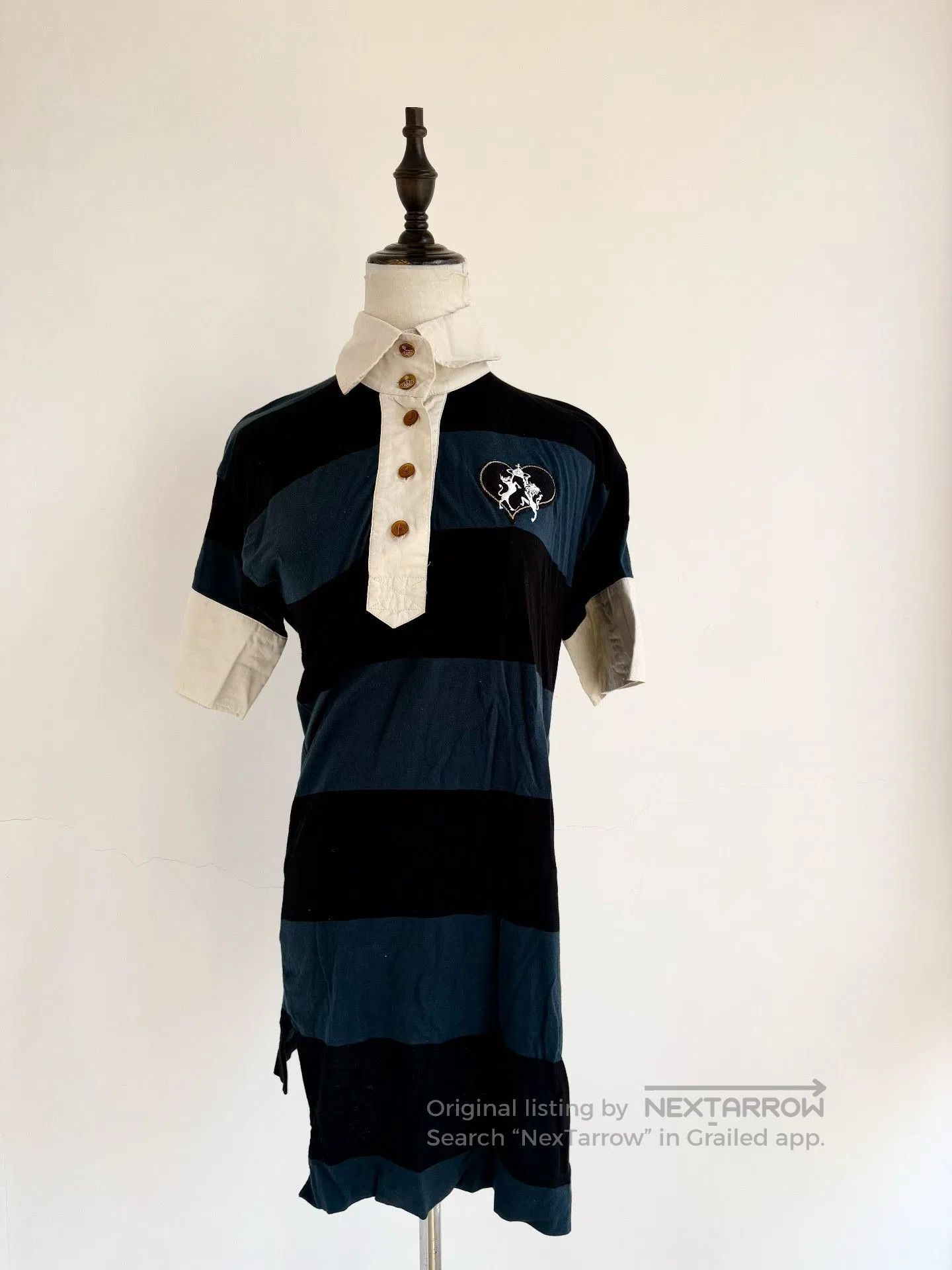 Vivienne Westwood Vivienne Westwood Blue Black Stripe Polo Dress. Size L / US 10 / IT 46 - 1 Thumbnail