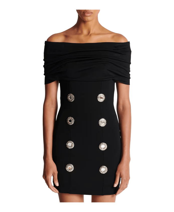 Balmain o1y0525 Mini Dress in Black Size S / US 4 / IT 40 - 2 Thumbnail