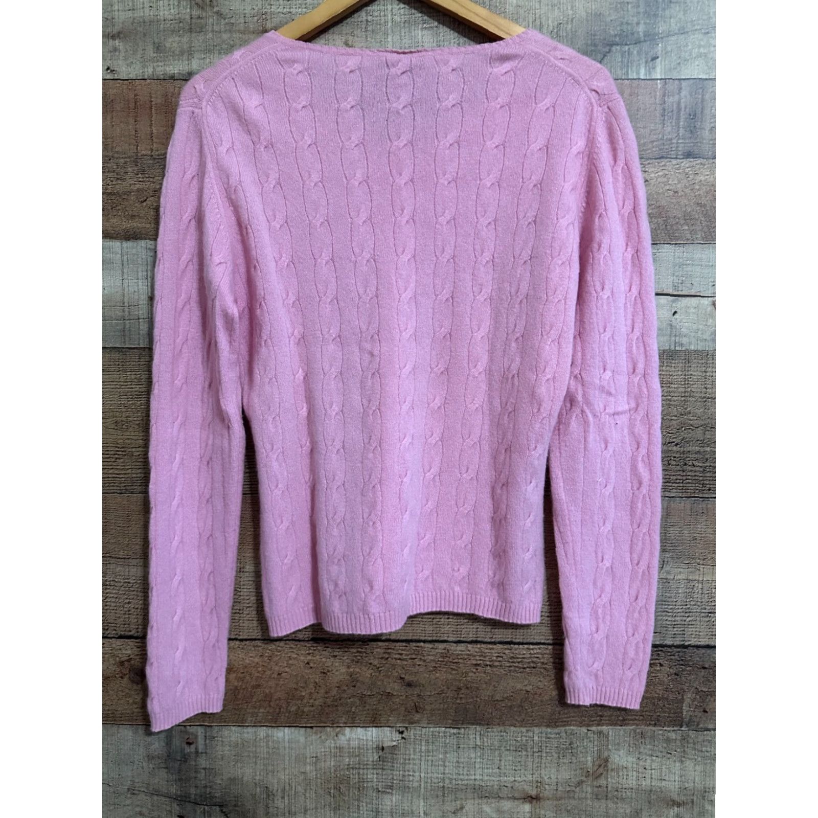 Pinko Harold's Pink V-Neck Cable-Knit Cashmere Pullover Sweater Women Medium Size M / US 6-8 / IT 42-44 - 2 Thumbnail