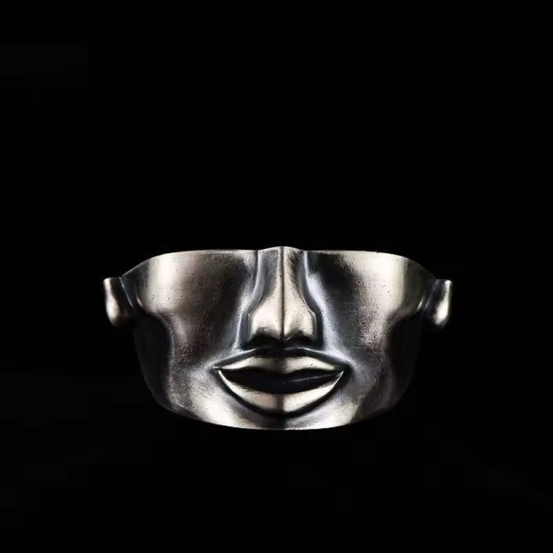 Designer Retro See No Evil Half Face Ring Size ONE SIZE - 3 Thumbnail