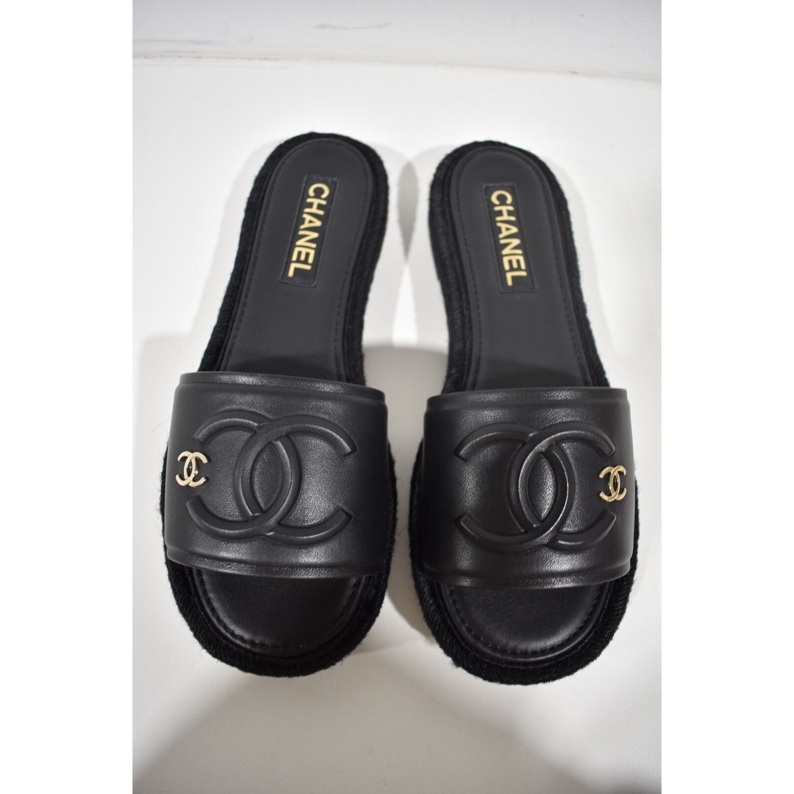 Chanel Chanel 23C Black Lambskin Leather CC Logo Slide Size US 12 / IT 42 - 8 Thumbnail