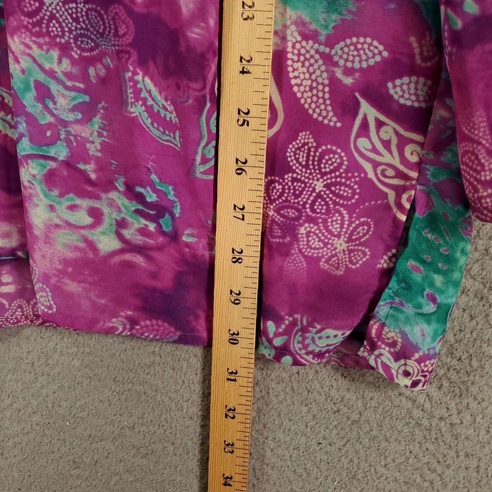 Vintage Maggie Barnes Top Womens 1X Purple Blue Half Button Up Popover Floral Tunic READ Size XL / US 12-14 / IT 48-50 - 3 Thumbnail