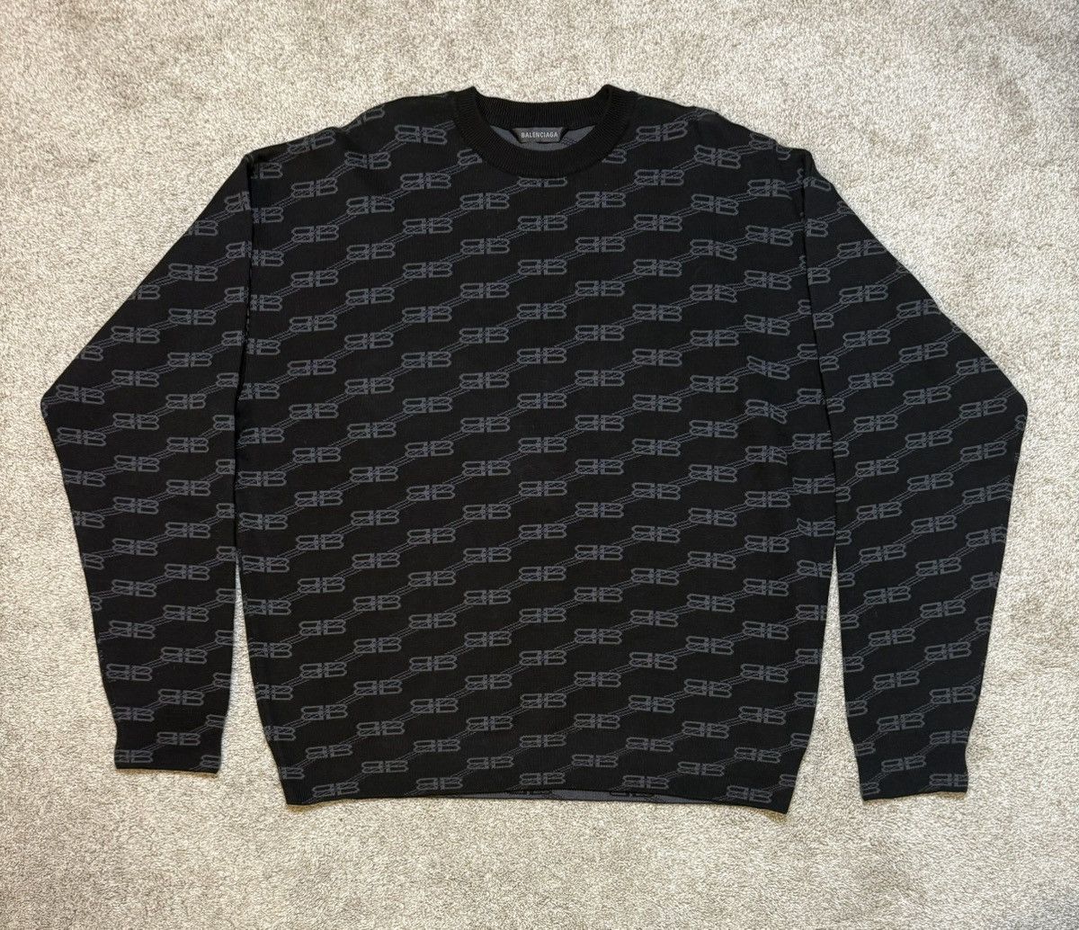 Balenciaga Balenciaga BB Monogram Wool Knit Sweater Size US XL / EU 56 / 4 - 1 Thumbnail