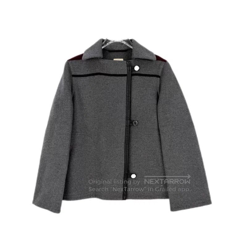 Hermes Hermes Gray Leather Edge Cashmere Tweed Jacket Size XS / US 0-2 / IT 36-38 - 1 Thumbnail