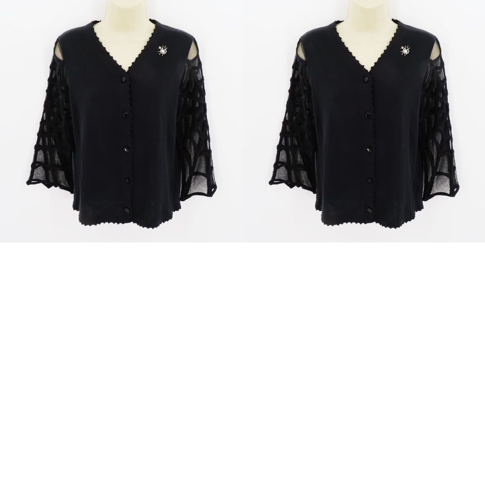 Simons Michael Simon Cardigan Women Small Rhinestone Spider Sheer Spiderweb Sweater Size S / US 4 / IT 40 - 8 Thumbnail