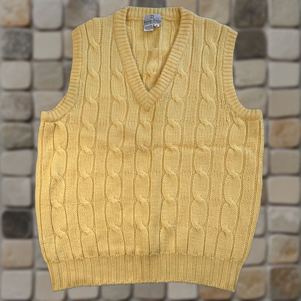 Neiman Marcus VINTAGE Neiman Marcus Men's Sweater Vest Shirt 90s Preppy Yellow Wool Knit Vest Mens M Size US M / EU 48-50 / 2 - 1 Thumbnail