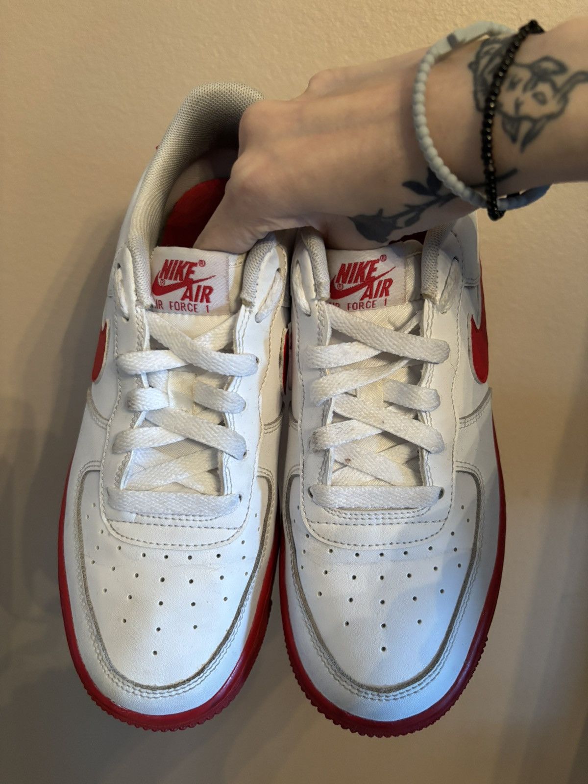 Nike Nike Air Force 1 GS 'White Red Sole' Size US 6.5 / EU 39-40 - 3 Thumbnail