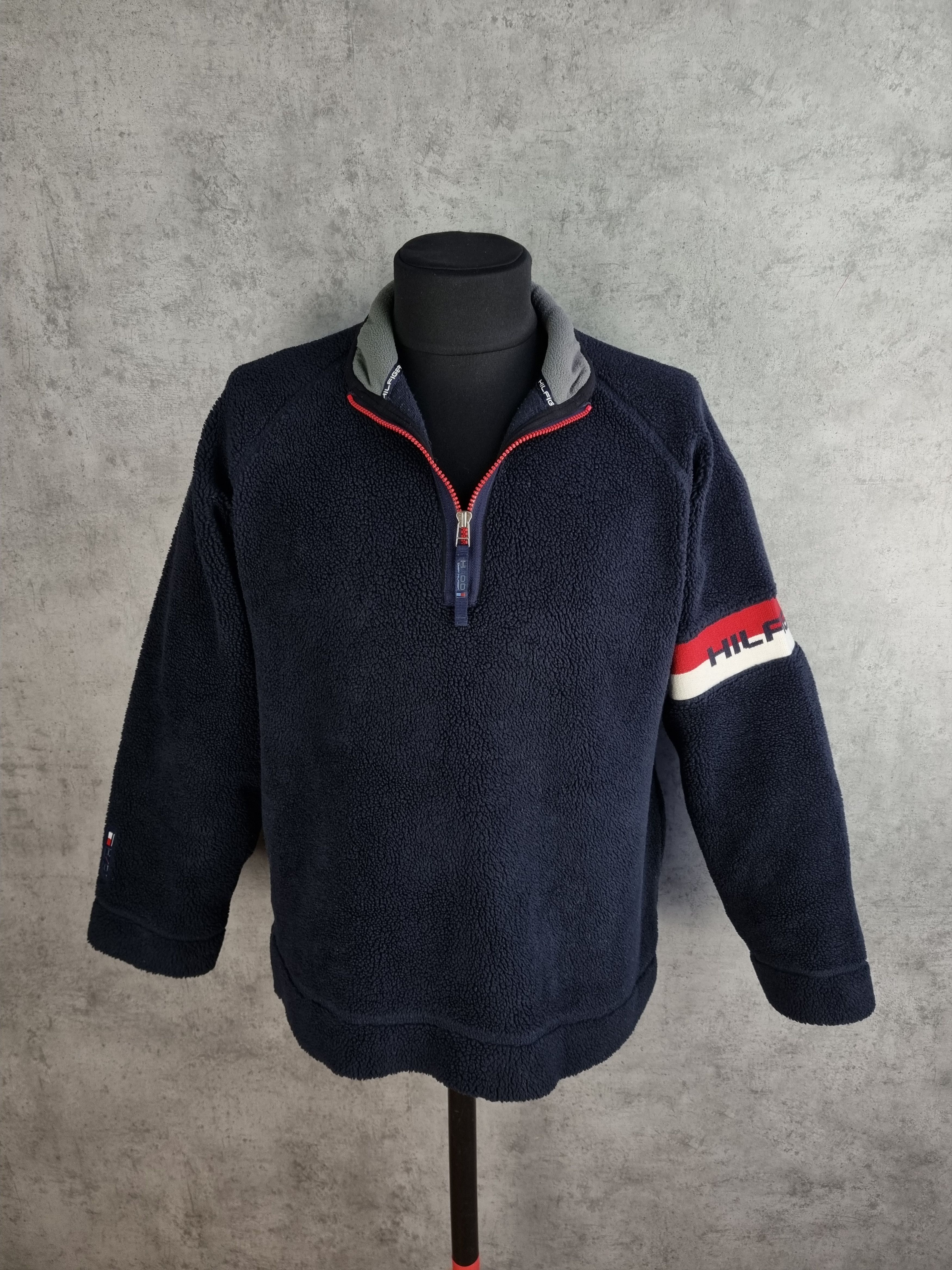 Tommy Hilfiger × Tommy Jeans Rare Tommy Hilfiger half zip up Deep Pile Fleece Navy Size US L / EU 52-54 / 3 - 2 Thumbnail