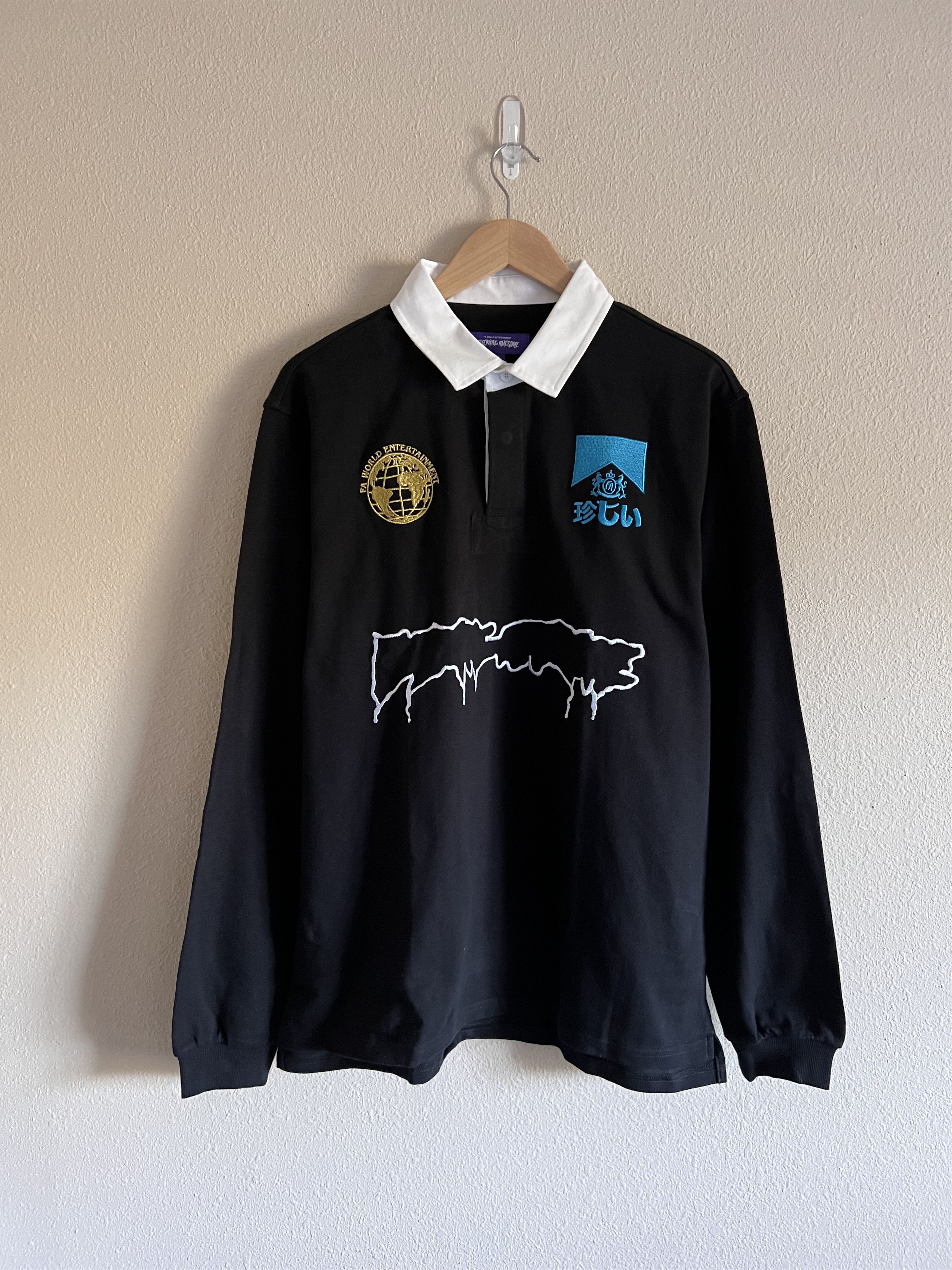image of Fucking Awesome Sponsored Outline Rugby Shirt In Black, Men's (Size Large)