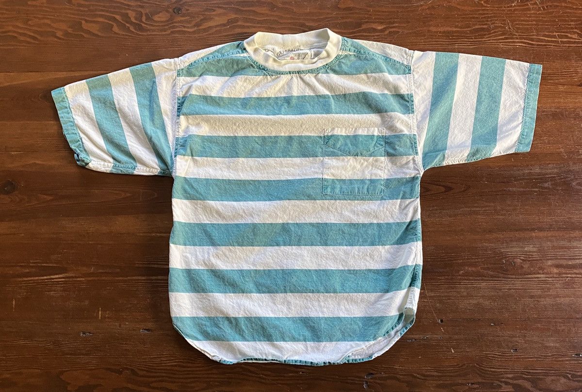 Vintage Vintage 90’s Generalities Faded Stripe Denim Like Pocket Tee Size US L / EU 52-54 / 3 - 2 Thumbnail