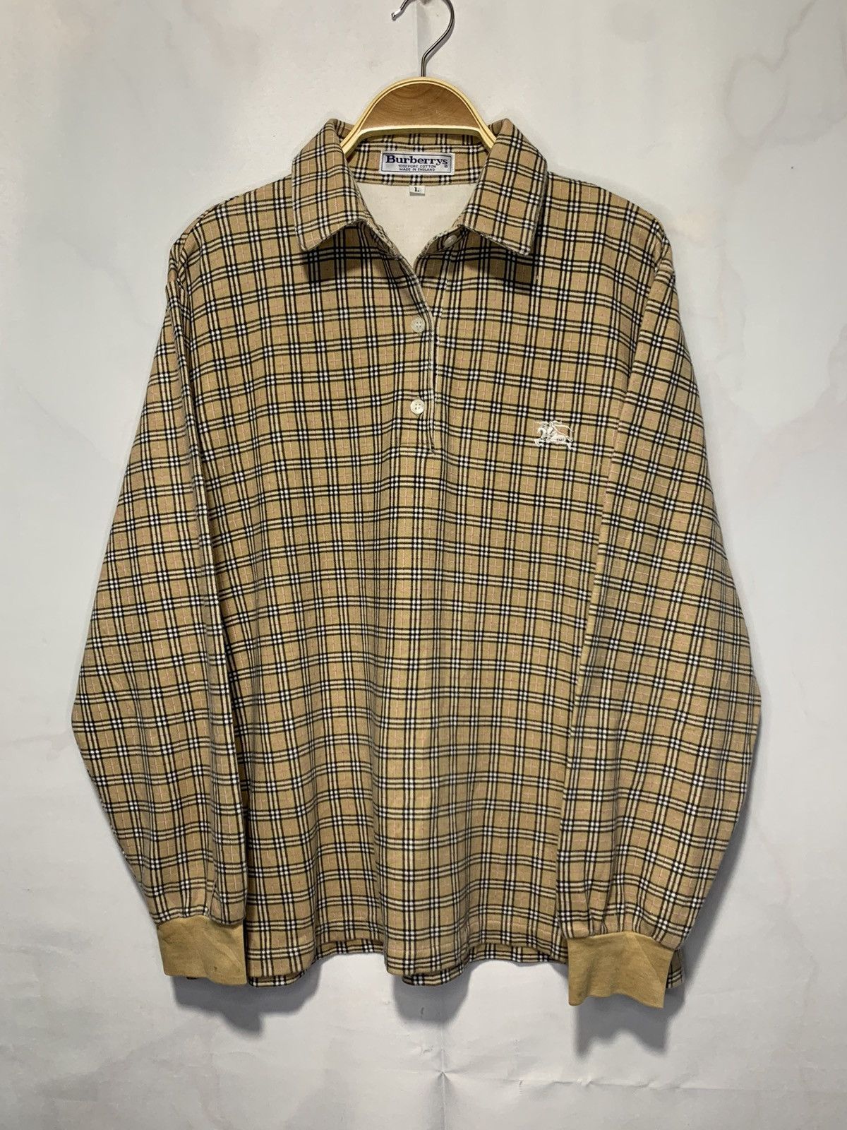 Burberry × Vintage Burberrys iconic Novacheck L/S polo shirt vintage Size L / US 10 / IT 46 - 5 Thumbnail