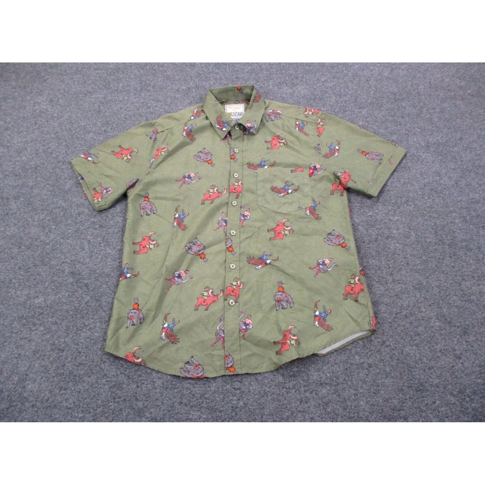 Olive RSVLTS Sandlot Shirt Mens M Regular Fit Roosevelts Preppy Graphic Olive Green Shirt Size US M / EU 48-50 / 2 - 2 Thumbnail