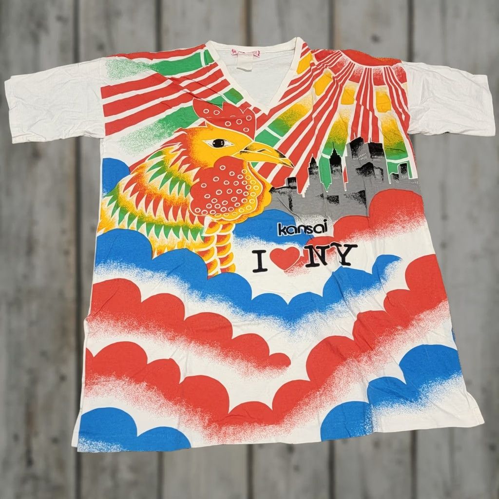 Kansai Yamamoto Kansai Yamamoto T-Shirt I Love New York NY Twin Towers 80's Vintage Rare! Japan Mens 2XL White Regular Easy Size US XXL / EU 58 / 5 - 1 Thumbnail