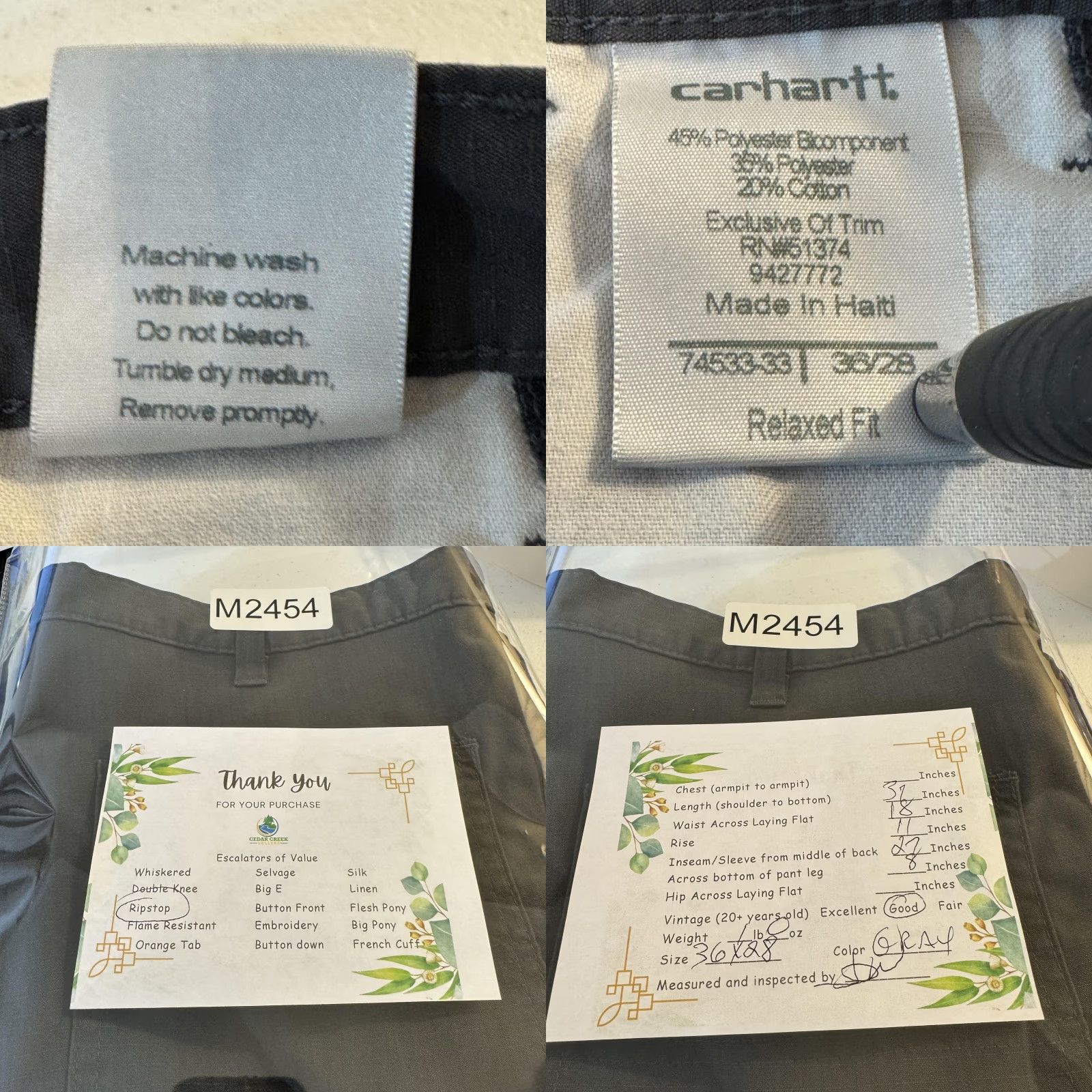 Carhartt Carhartt Pants Mens 36x28 Gray Relaxed Fit Ripstop Workwear Utility Heavy Duty Pants Size US 36 / EU 52 - 8 Thumbnail