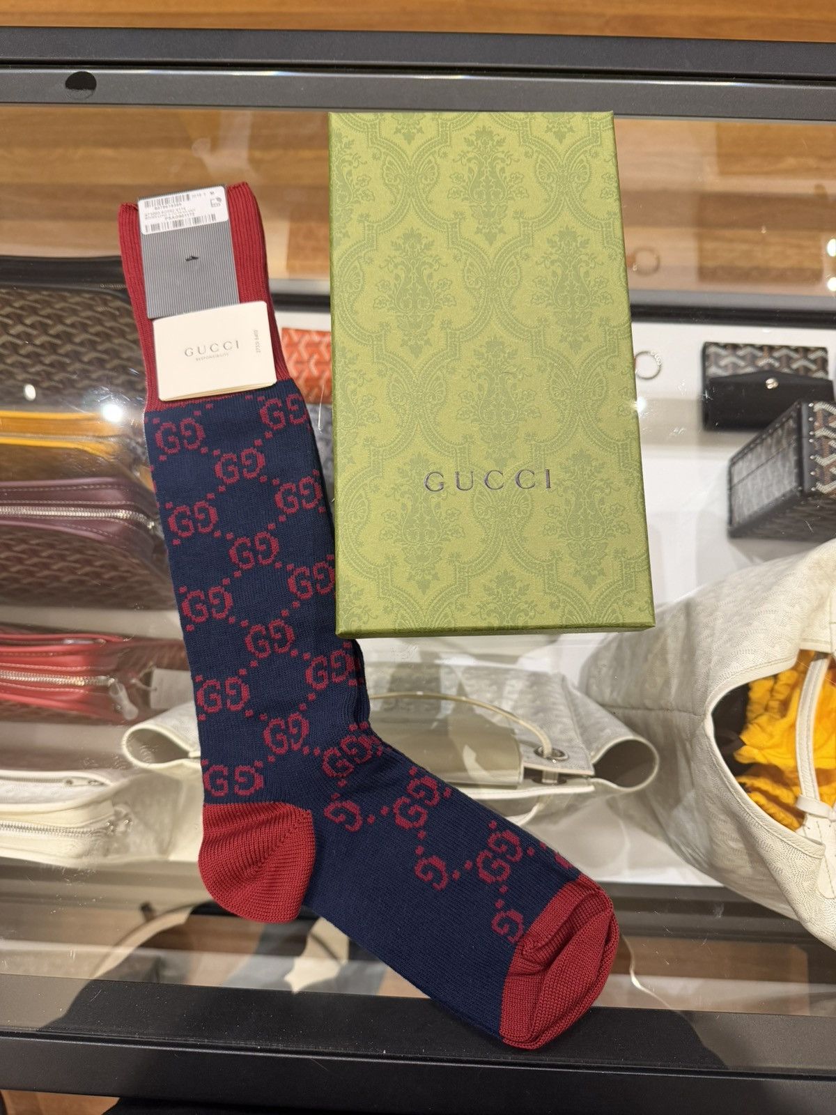 Gucci Gucci GG Supreme Monogram Socks - Navy/Maroon Size ONE SIZE - 2 Thumbnail