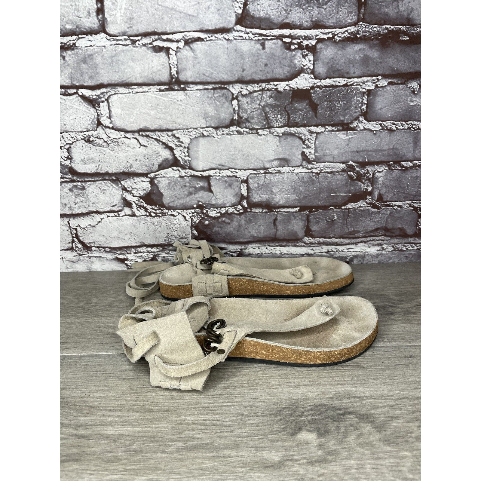 Free People Free People Grey Suede Leather Collins Thong Chain Strappy S Size US 6 / IT 36 - 22 Thumbnail