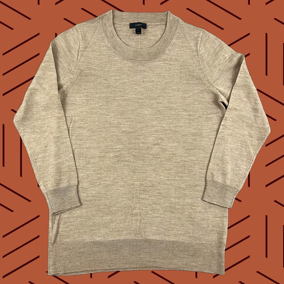 J.Crew J.CREW Lightweight Knit Sweater Women Small Brown Merino Wool Crew Neck Regular Fit Size S / US 4 / IT 40 - 1 Thumbnail