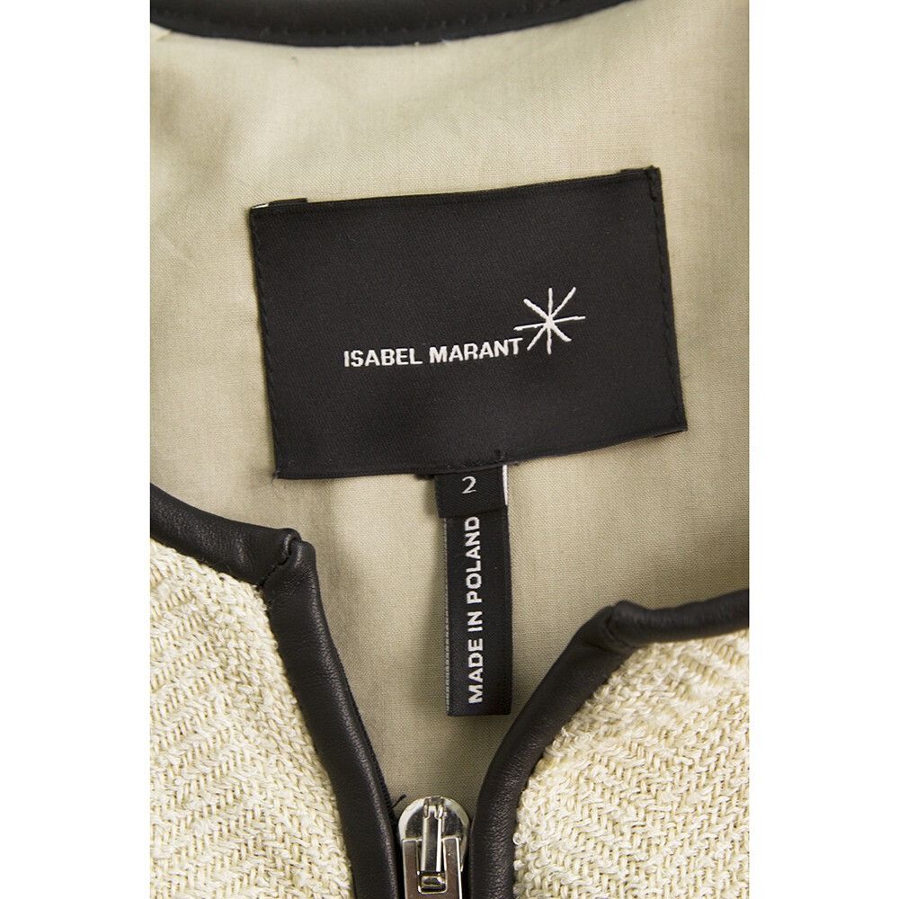 Isabel Marant Isabel Marant Ecru Herringbone Black Leather Trim Zipper Car Size XS / US 0-2 / IT 36-38 - 3 Thumbnail