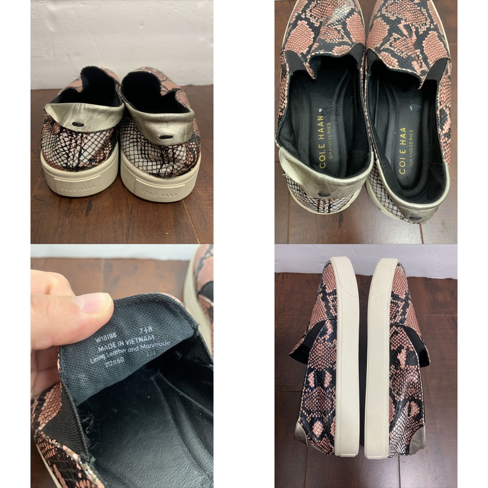 Cole Haan Cole Haan Women's Grandpro Spectator Slip On Sneaker Coral Snake Print 7.5 B Leather Multicolor Snake Print Casual Shoes Preschool? Size US 8 / IT 38 - 8 Thumbnail