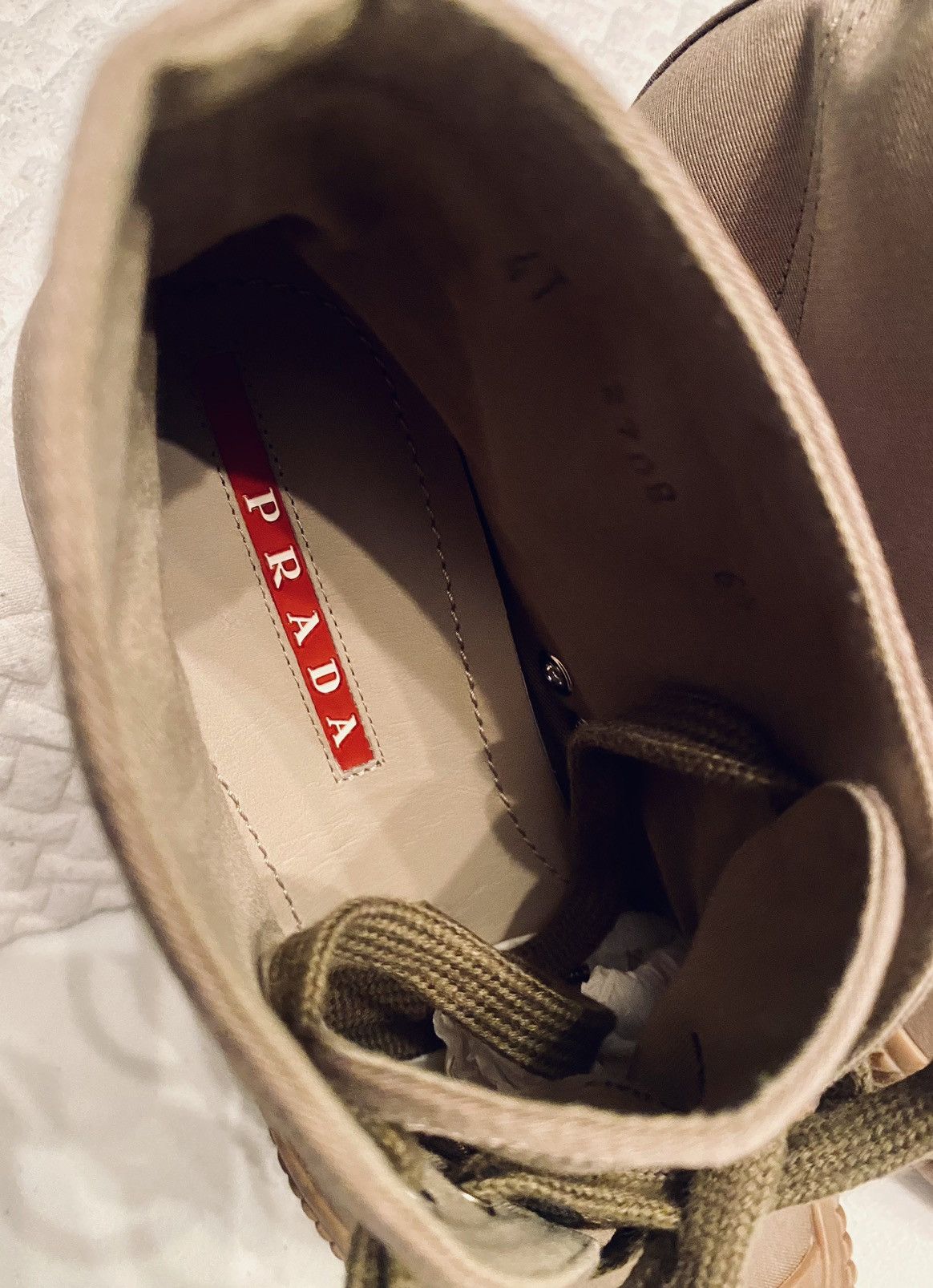 Prada Prada 🇮🇹 Khaki Denim Dipped Toe Techno Sneakers 7.5 US NEW Size US 7.5 / EU 40-41 - 6 Thumbnail