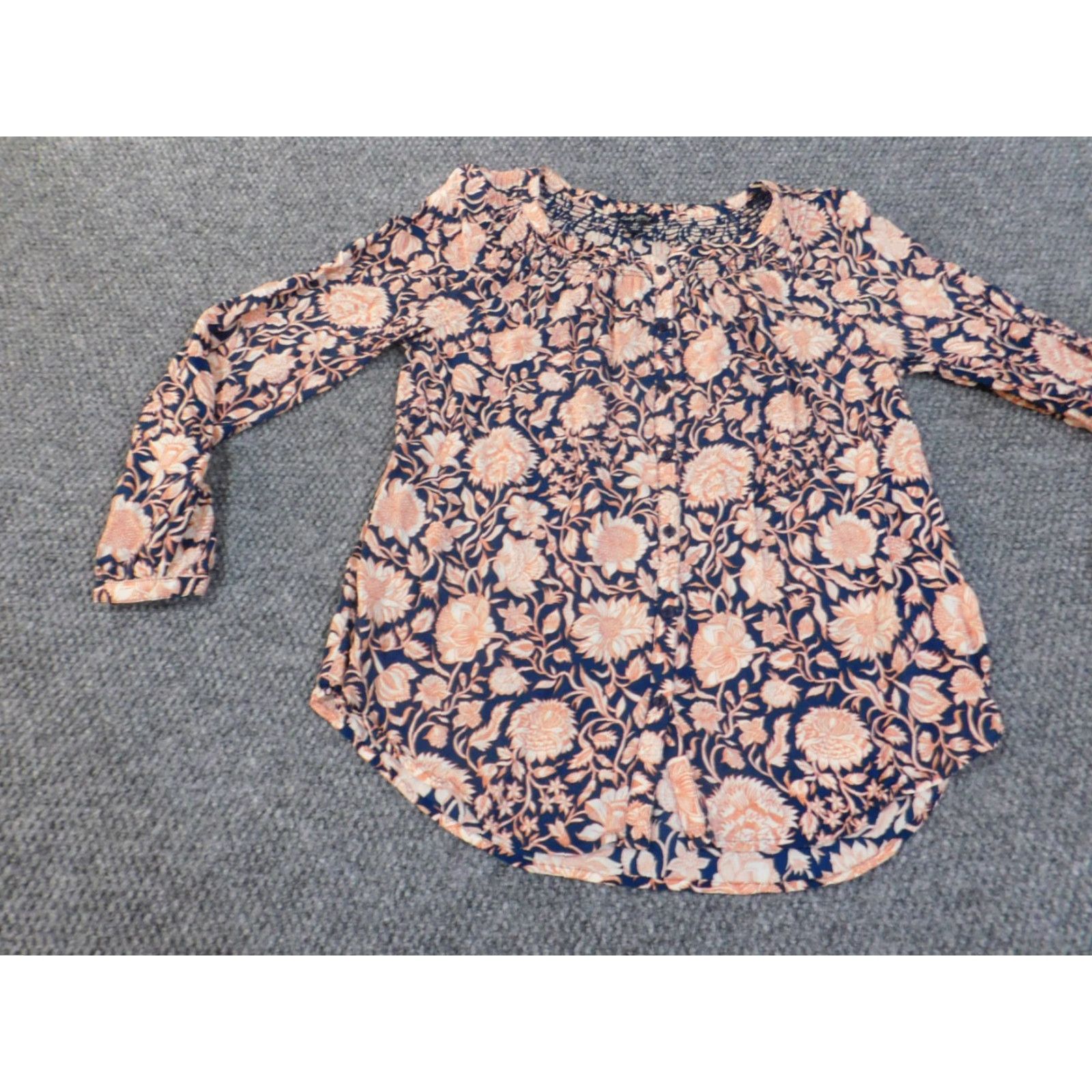 Lucky Brand Lucky Brand Button-Up Shirt Womens Medium Blue Floral Cotton Rayon Casual Coastal Size M / US 6-8 / IT 42-44 - 3 Thumbnail