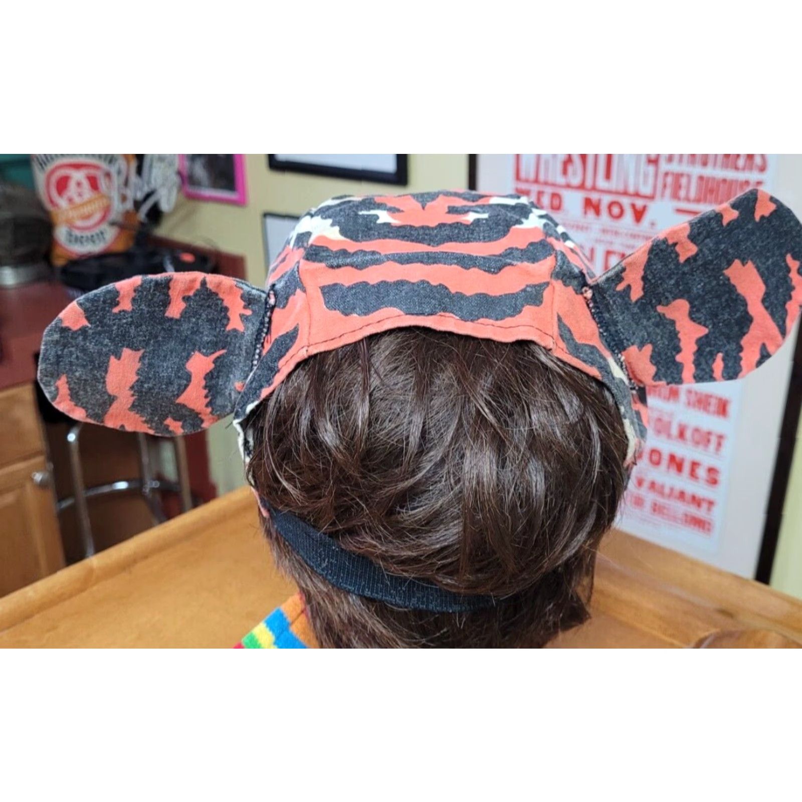 Vintage **VINTAGE 1984 Trappakaps Orange Animal Print Hat Cap** User: Vintage 1984 Trappakaps Orange Animal Print Hat Cap Size ONE SIZE - 2 Thumbnail