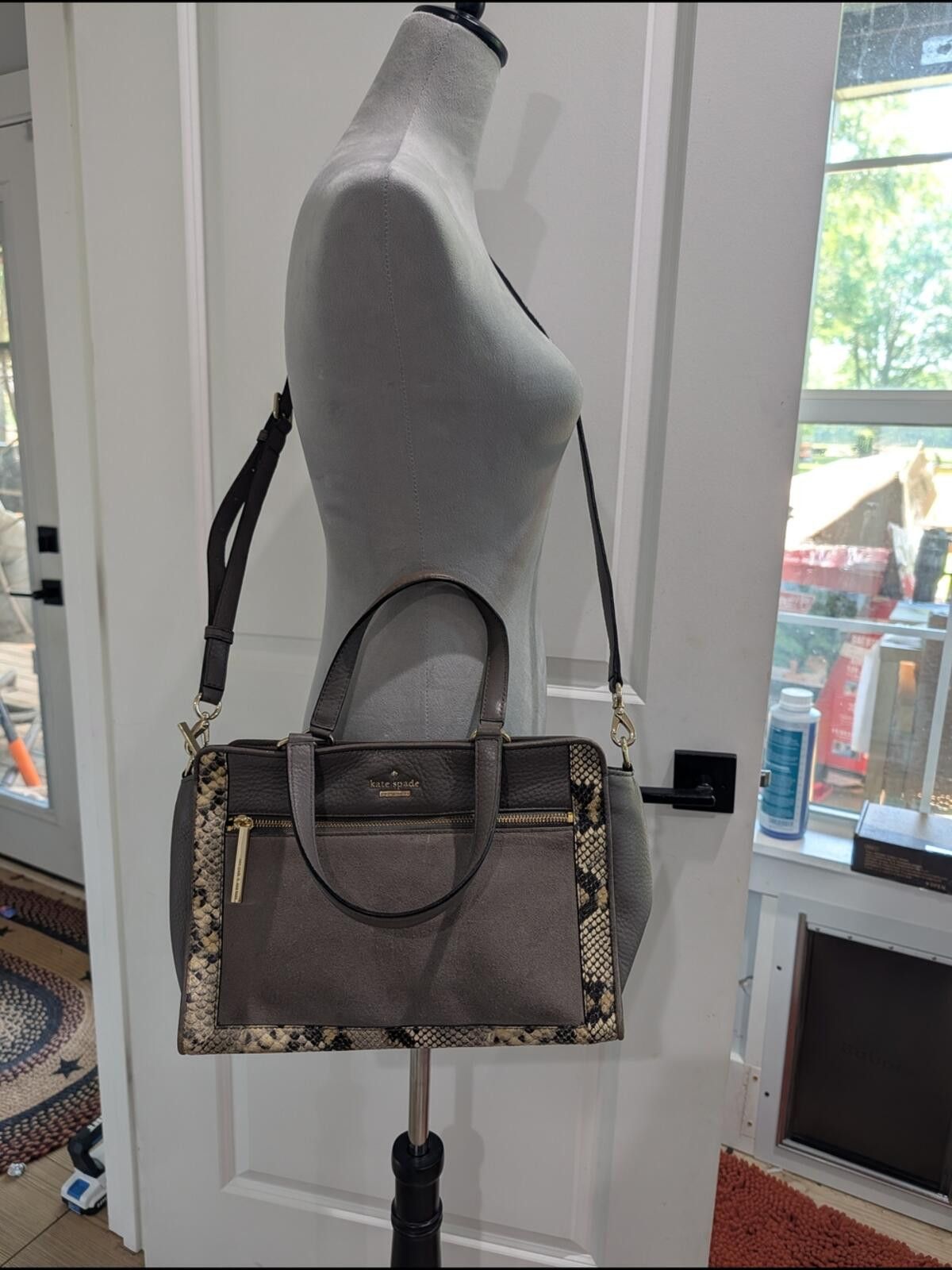 Other kate spade Taupe Leather & Snake-Print Trim Tote Size ONE SIZE - 10 Thumbnail