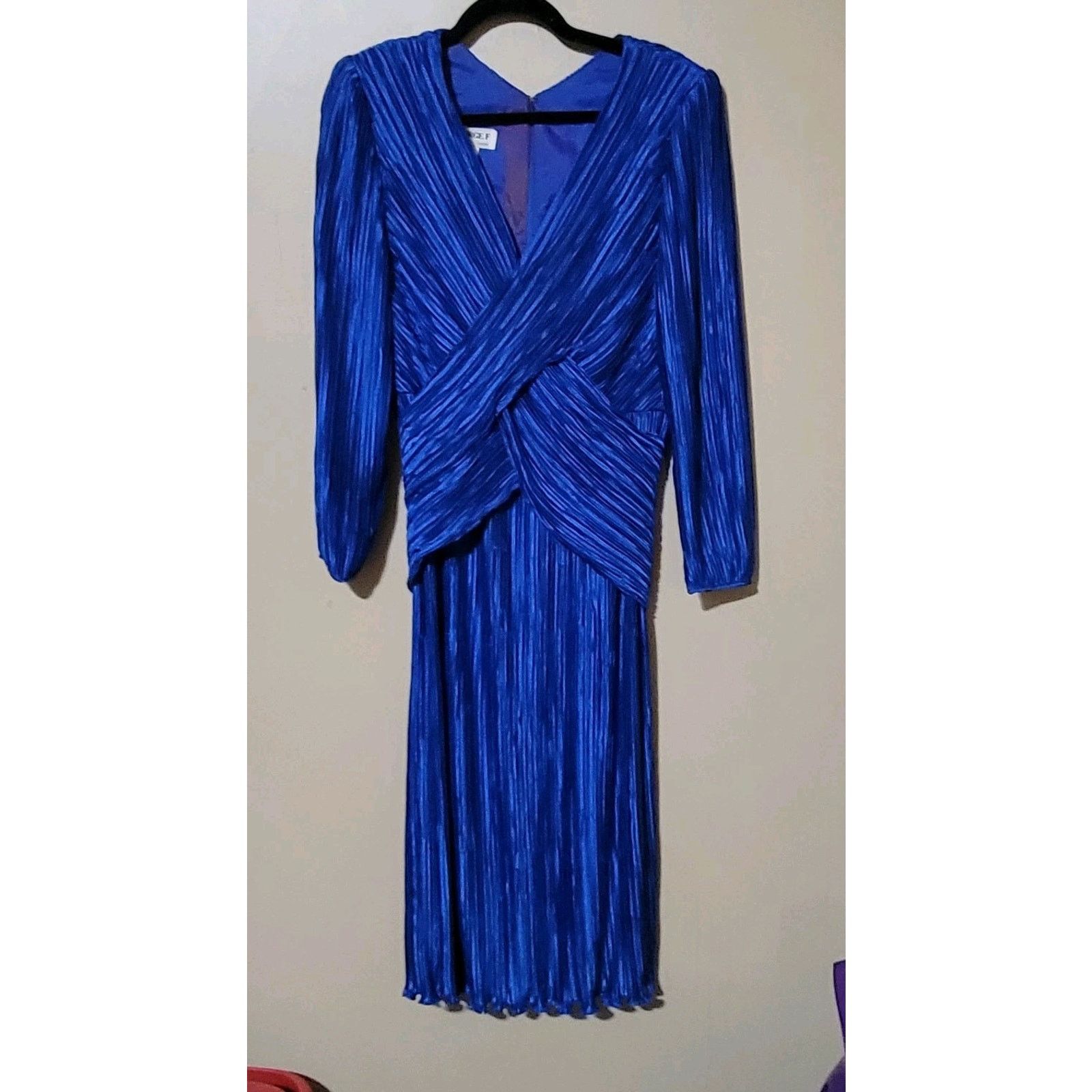 & Other Stories George F Couture Plisse Pleated Fortuny Cobalt Blue Gown Size XL / US 12-14 / IT 48-50 - 1 Thumbnail