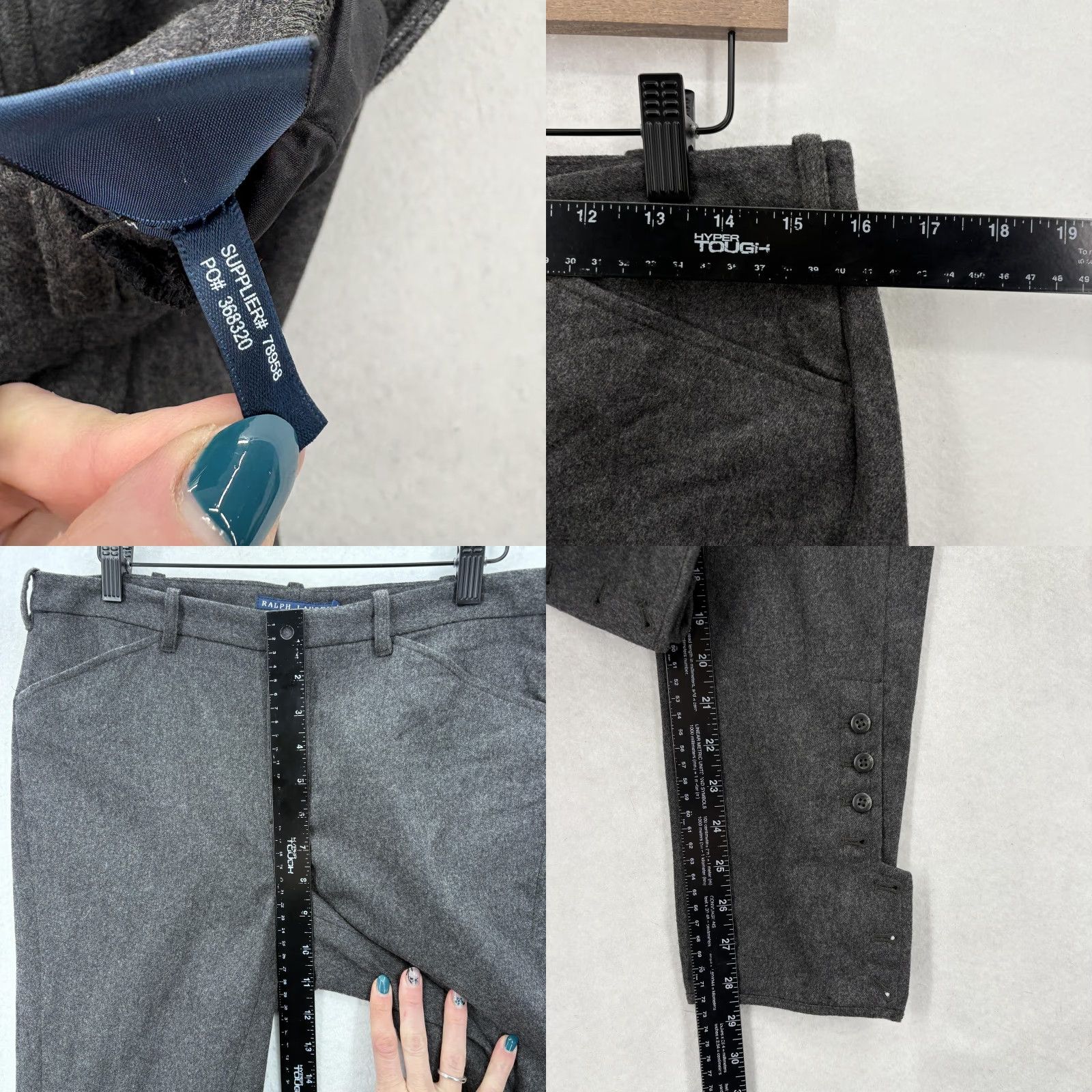 Ralph Lauren Ralph Lauren Wool Flannel Ankle Pants Womens 10 Gray Slim Tapered Button Hem NWT Size 32" / US 10 / IT 46 - 8 Thumbnail
