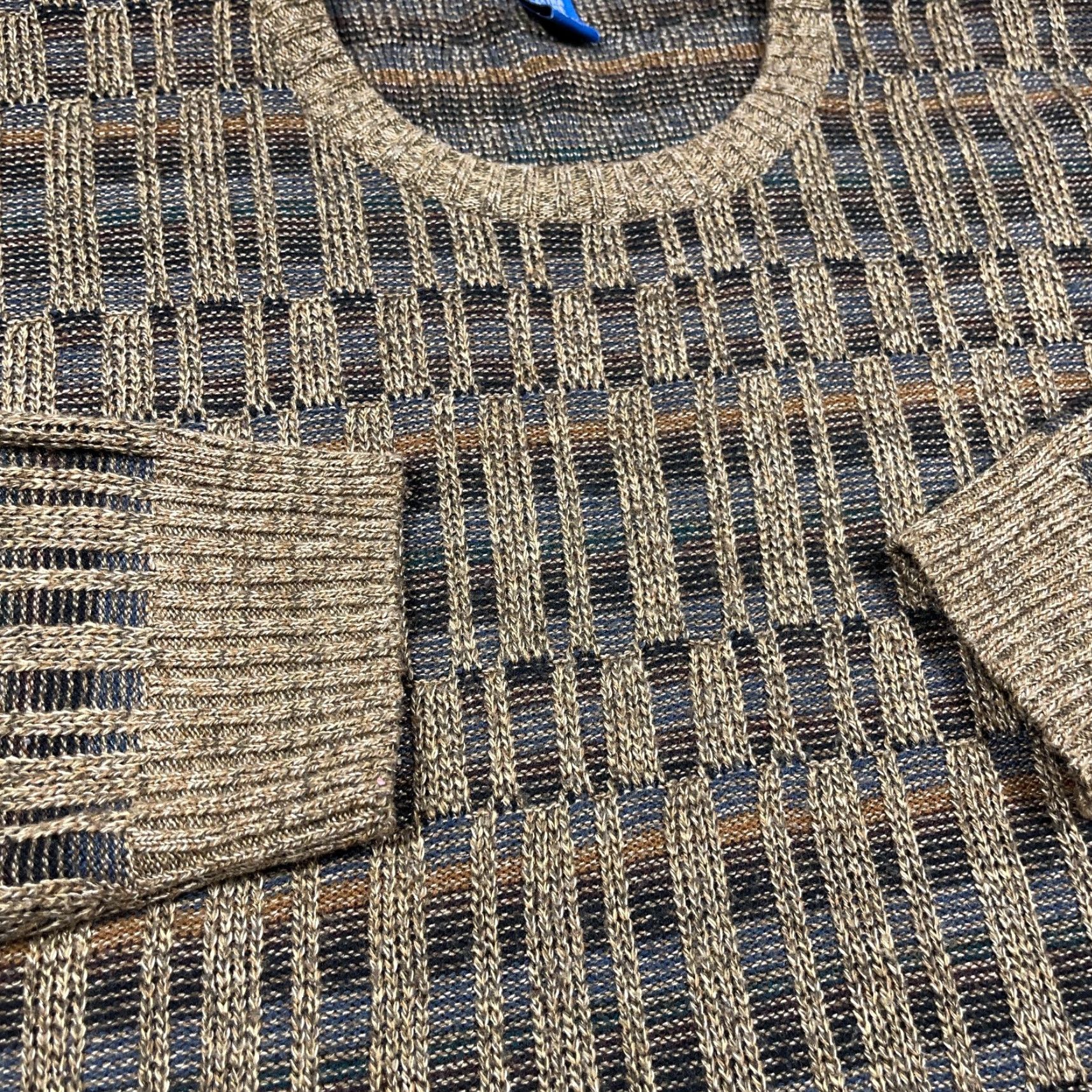 Vintage VINTAGE TownCraft Men's Sweater Shirt 2XLT Brown Geometric Acrylic Knit Crew Neck Heavyweight Pullover Retro 80s 90s Grade Cosby Grandpa Style Mens Size US XXL / EU 58 / 5 - 4 Thumbnail