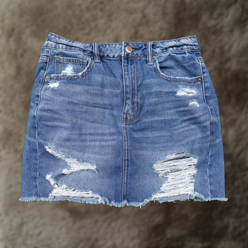 Jupe En Jean AMERICAN EAGLE - Taille 6 (Juniors) - Courte (Mini) - Occasion Très Bon état