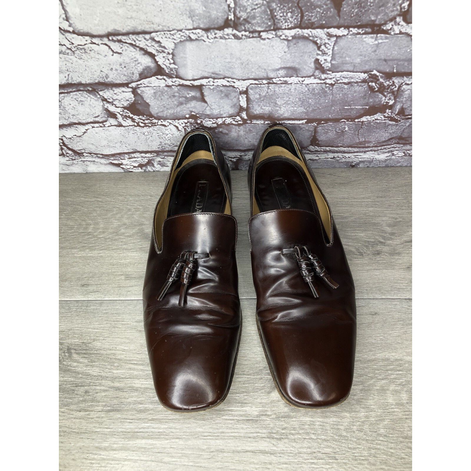 Prada Prada Milano Brown Leather Designer Tassel Loafers Dress Sho Size US 11 / EU 44 - 2 Thumbnail
