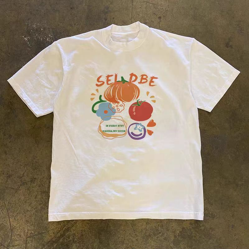 Vintage White retro cartoon tomato print t-shirt Size US M / EU 48-50 / 2 - 1 Thumbnail
