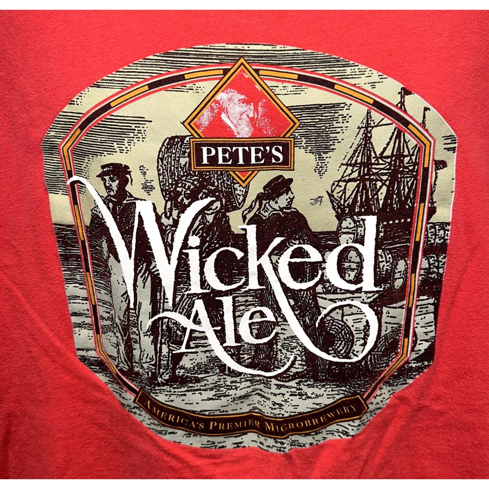 Hanes VINTAGE Pete's Wicked Ale T-Shirt Mens XL Red Distressed Graphic Tee USA Hanes Short Sleeve Crew Neck Shirt Mens USA Red XL Shirts Men Size US XL / EU 56 / 4 - 2 Thumbnail