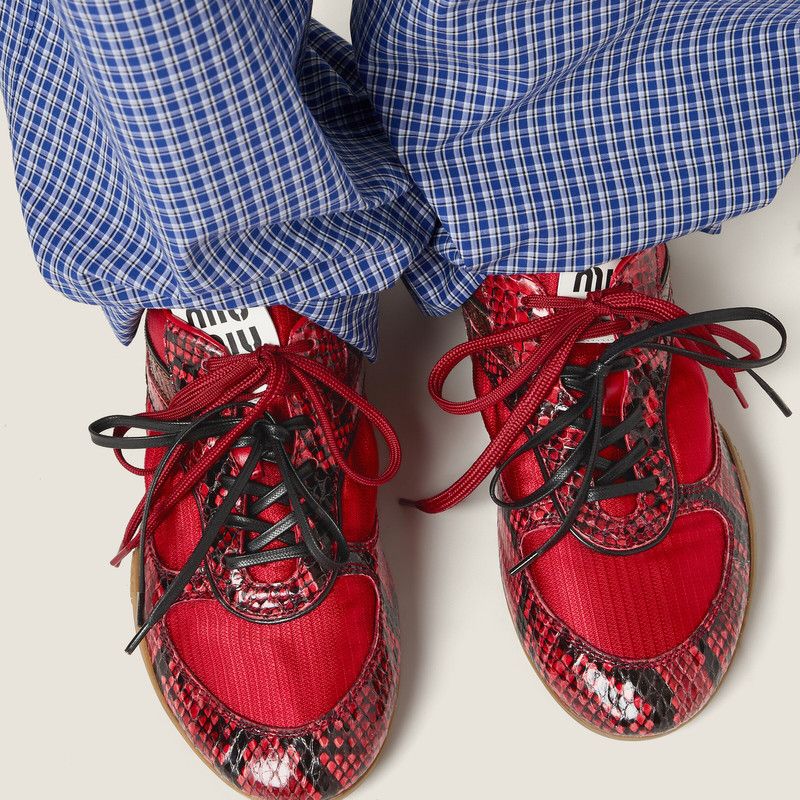 Miu Miu o1B3y1r0526 Gymnasium Technical Fabric Python-Print Sneakers Size US 8 / IT 38 - 5 Thumbnail