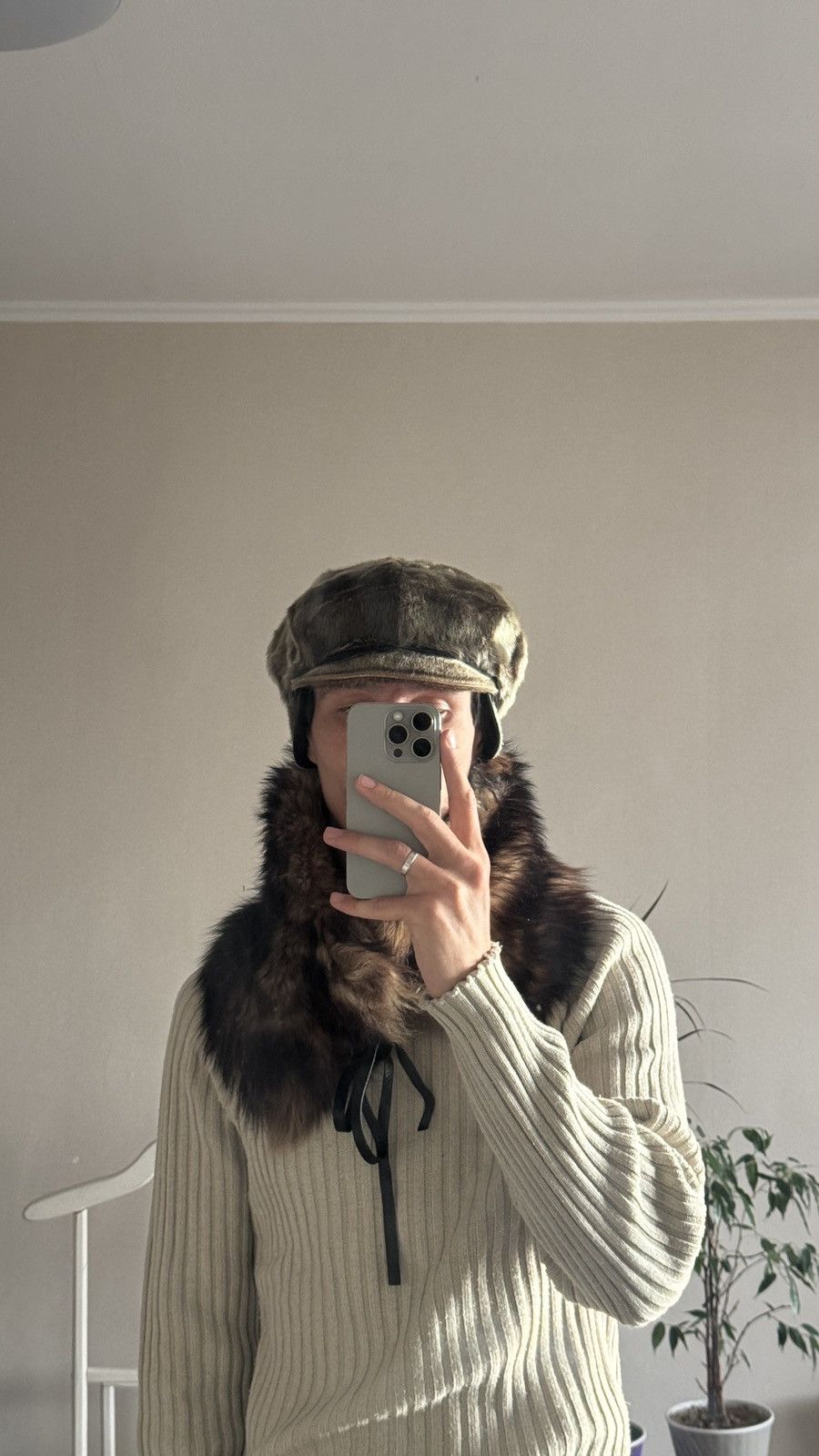Vintage Rare Fur Leather Beretta Flat Hat margiela gucci ysl chanel Size ONE SIZE - 2 Thumbnail