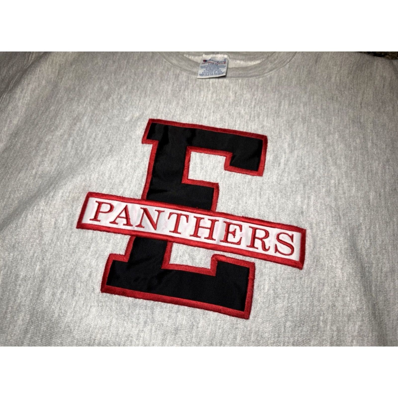 Champion VINTAGE Champion Panthers Crewneck Sweatshirt 90s USA L Gray Reverse Weave Big E School Size US L / EU 52-54 / 3 - 2 Thumbnail