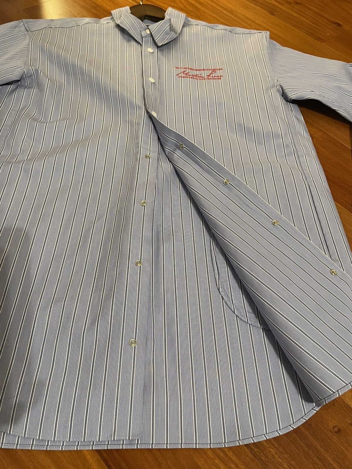 Martine Rose Martine Rose Oversized Blue Bonded Stripe Shirt Size US S / EU 44-46 / 1 - 3 Thumbnail