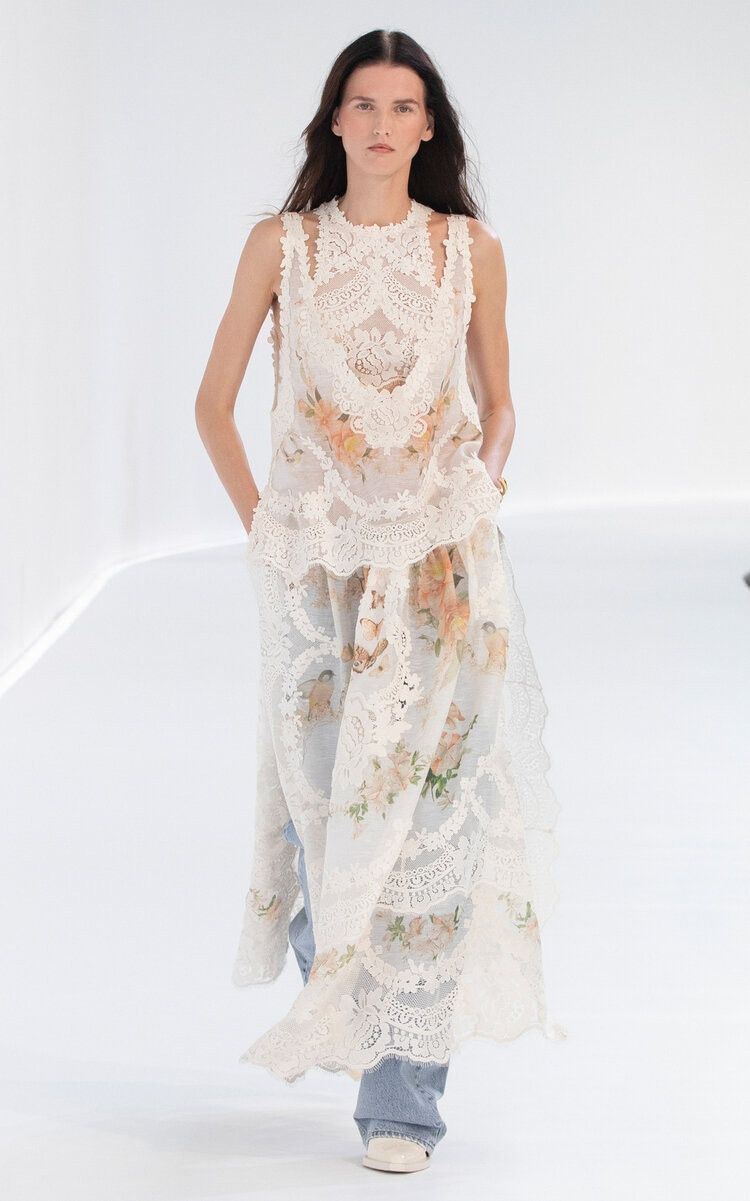 Zimmermann oc11z0525 Natura Lace-Trimmed Linen-Silk Maxi Dress Size S / US 4 / IT 40 - 3 Thumbnail